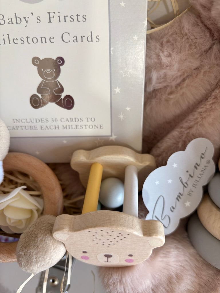 New Mum Baby Gift Basket - Teddy Bear Friends - Pink and Blue Hampers