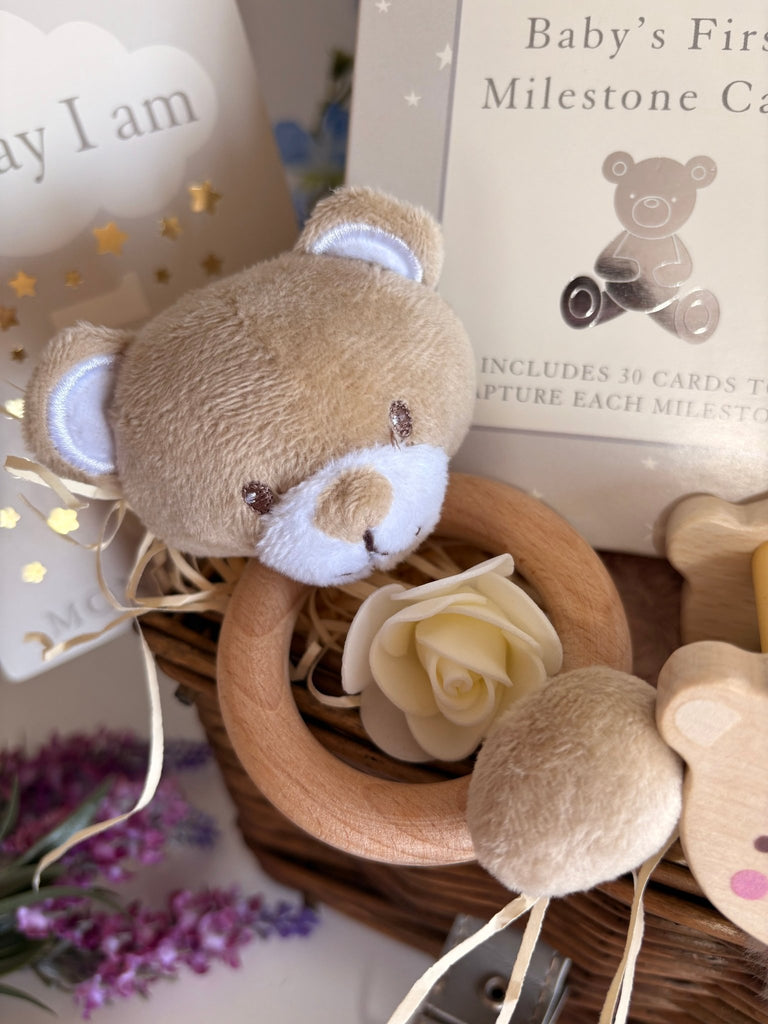 New Mum Baby Gift Basket - Teddy Bear Friends - Pink and Blue Hampers