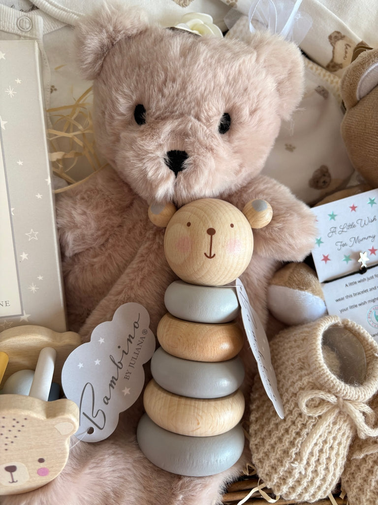New Mum Baby Gift Basket - Teddy Bear Friends - Pink and Blue Hampers