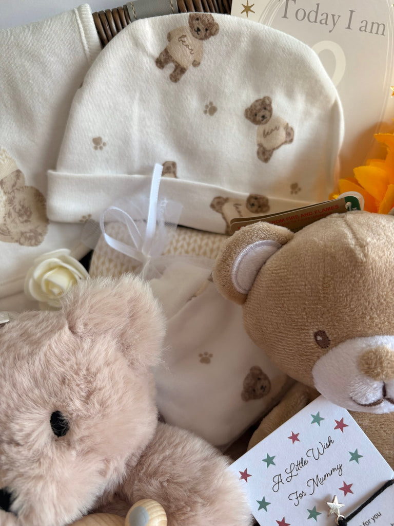 New Mum Baby Gift Basket - Teddy Bear Friends - Pink and Blue Hampers