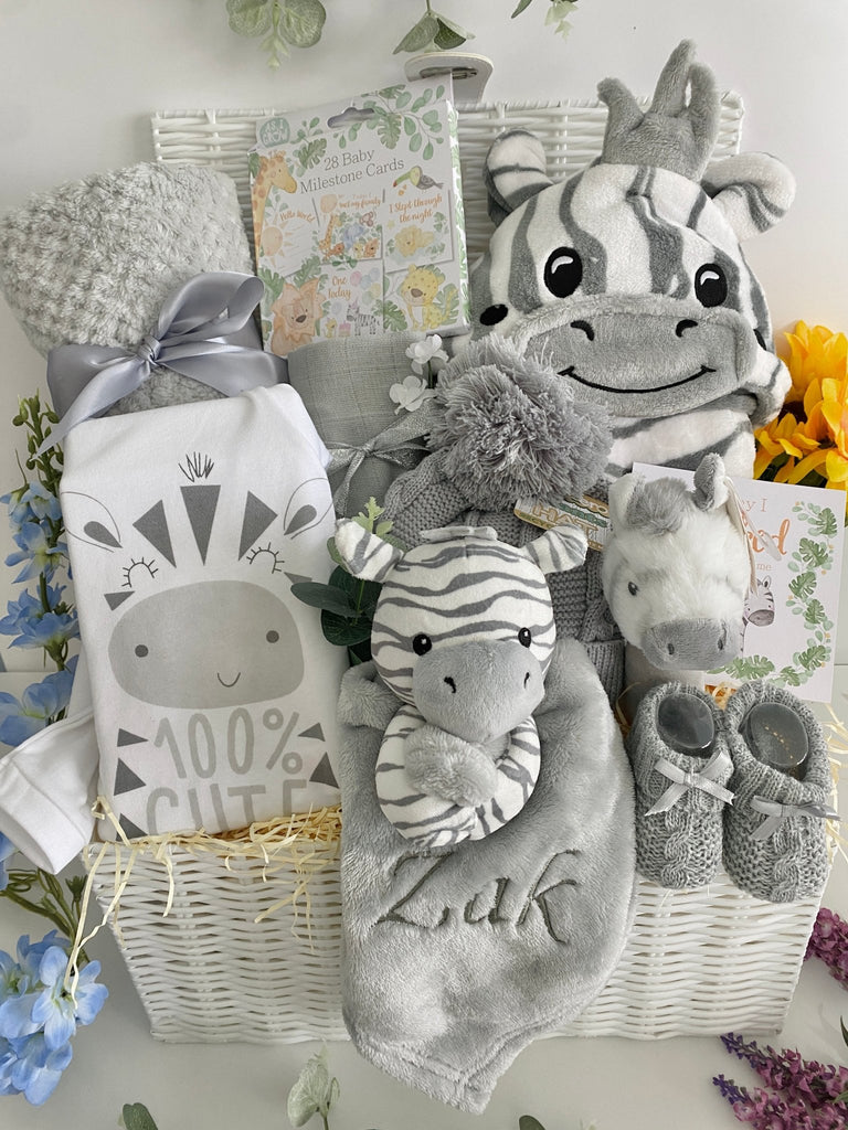 New Mum Hamper - Zebra Smiles & Cuddles - Pink and Blue Hampers