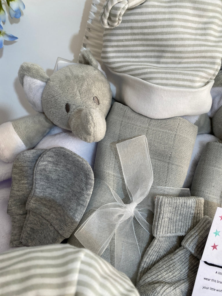 New Mum Triplet Baby Hamper - Three Sweet Elephants - Pink and Blue Hampers