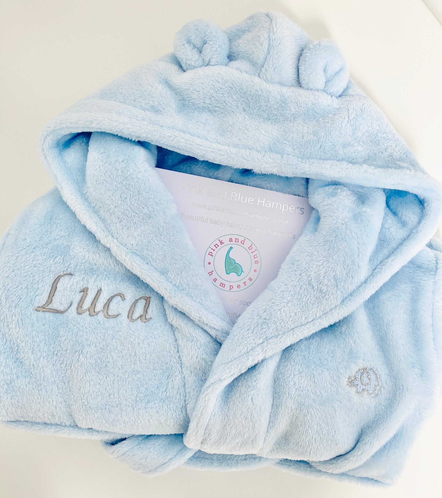 Personalised Baby Dressing Gowns Pink and Blue Hampers