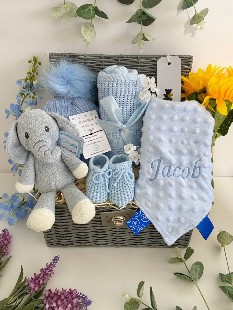 Personalised Baby Boy Hamper - Elly The Elephant - Pink and Blue Hampers