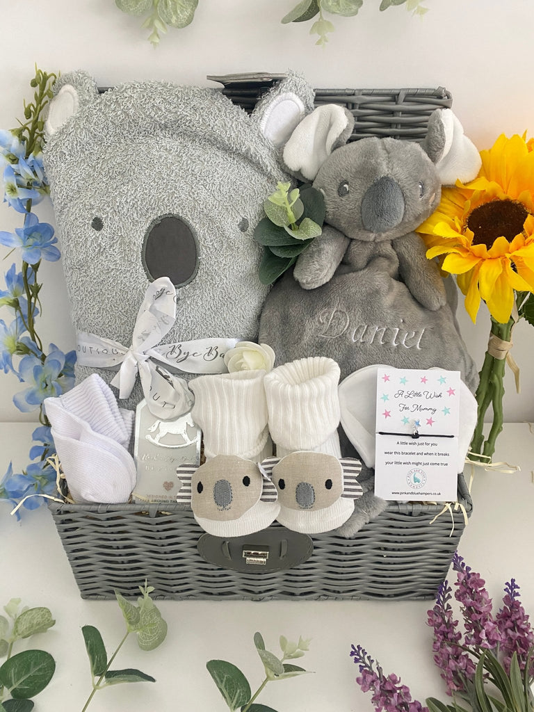 Personalised Baby Shower Gift - Cuddle With Koala - Pink and Blue Hampers