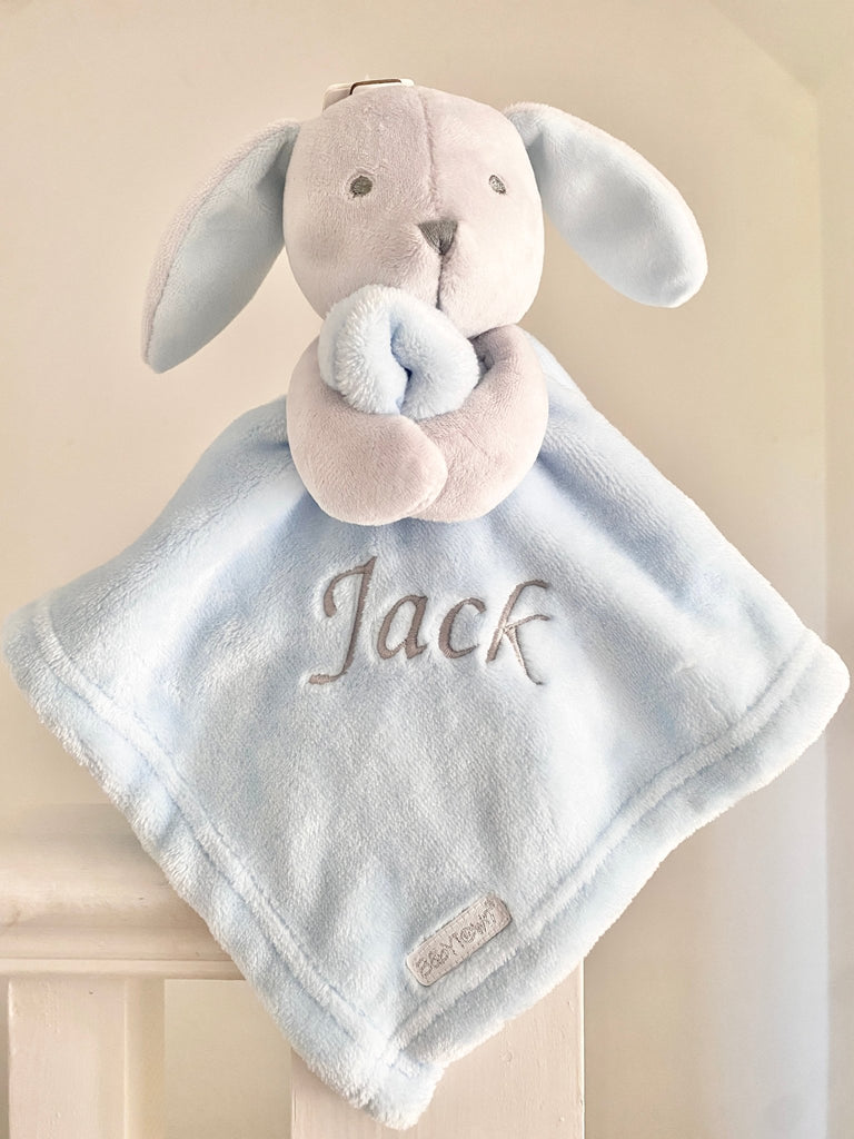 Personalised Blue Bunny Baby Comforter - Pink and Blue Hampers