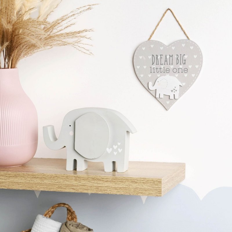 Petit Cheri Dream Big Little One - Baby Heart Plaque - Pink and Blue Hampers