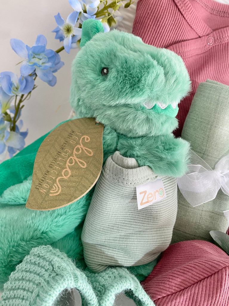 Twin Baby Basket - Bunny & Dino - Pink and Blue Hampers