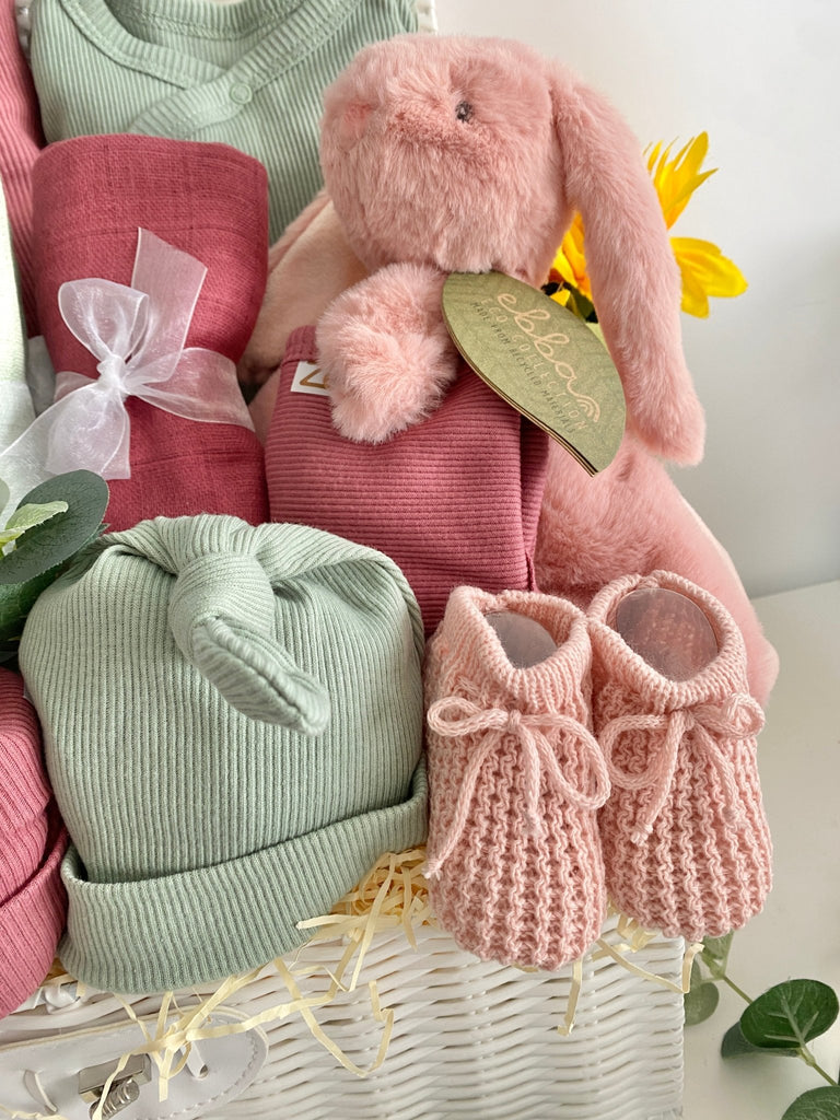 Twin Baby Basket - Bunny & Dino - Pink and Blue Hampers
