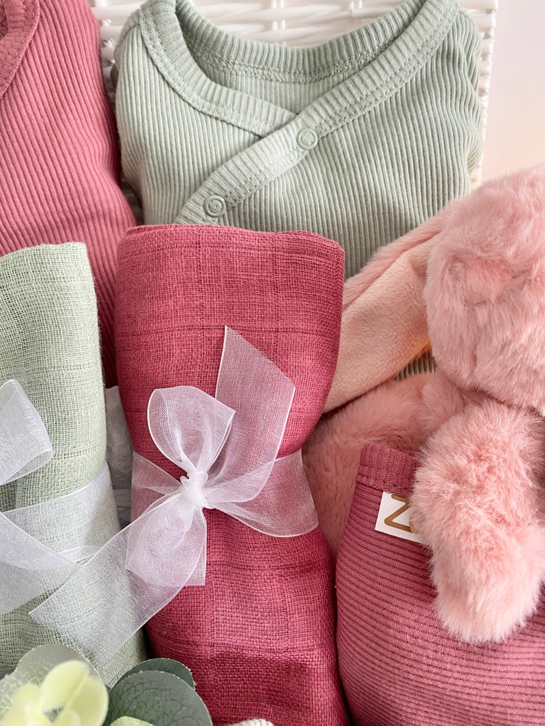 Twin Baby Basket - Bunny & Dino - Pink and Blue Hampers