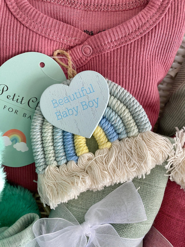 Twin Baby Hamper Basket - Dino & Bunny Rainbows - Pink and Blue Hampers