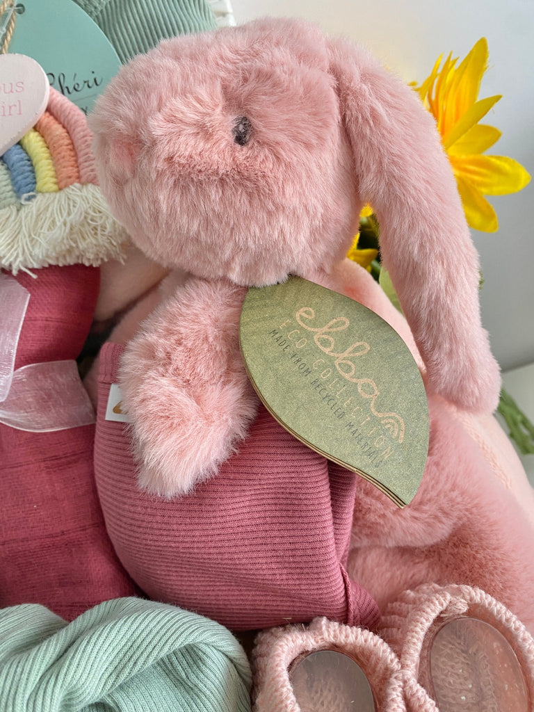 Twin Baby Hamper Basket - Dino & Bunny Rainbows - Pink and Blue Hampers