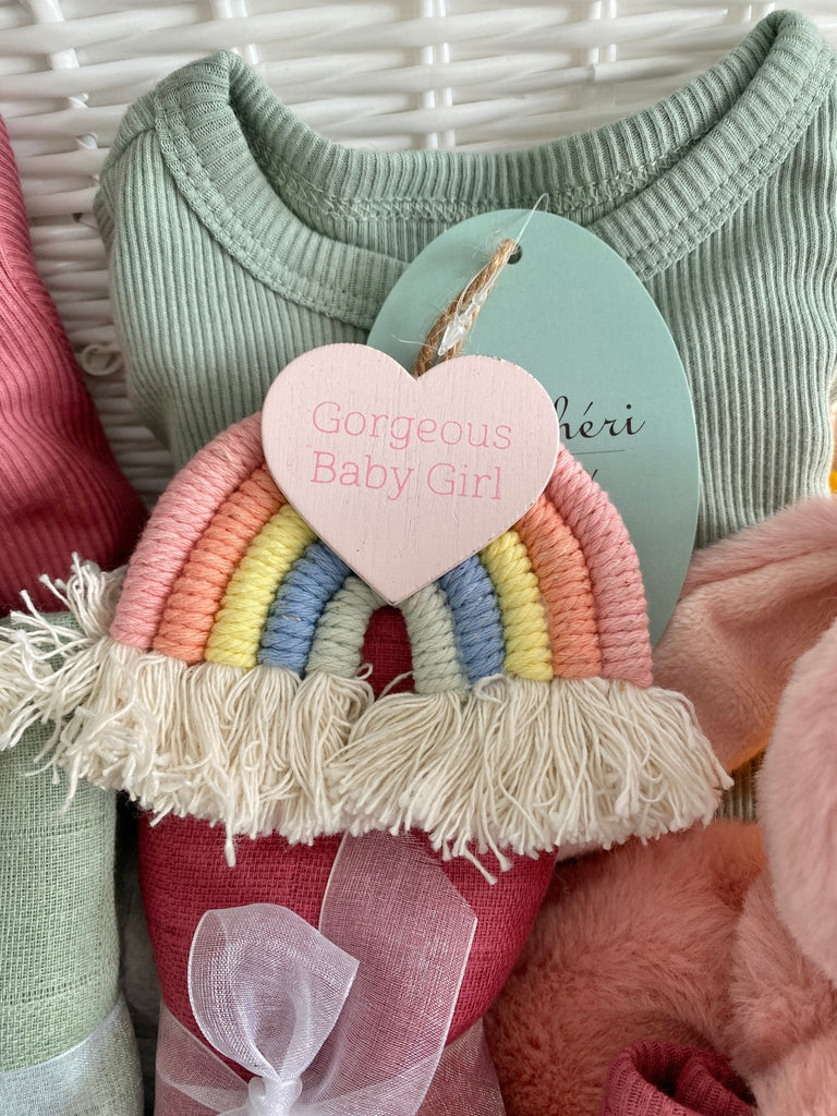 Twin Baby Hamper Basket - Dino & Bunny Rainbows - Pink and Blue Hampers