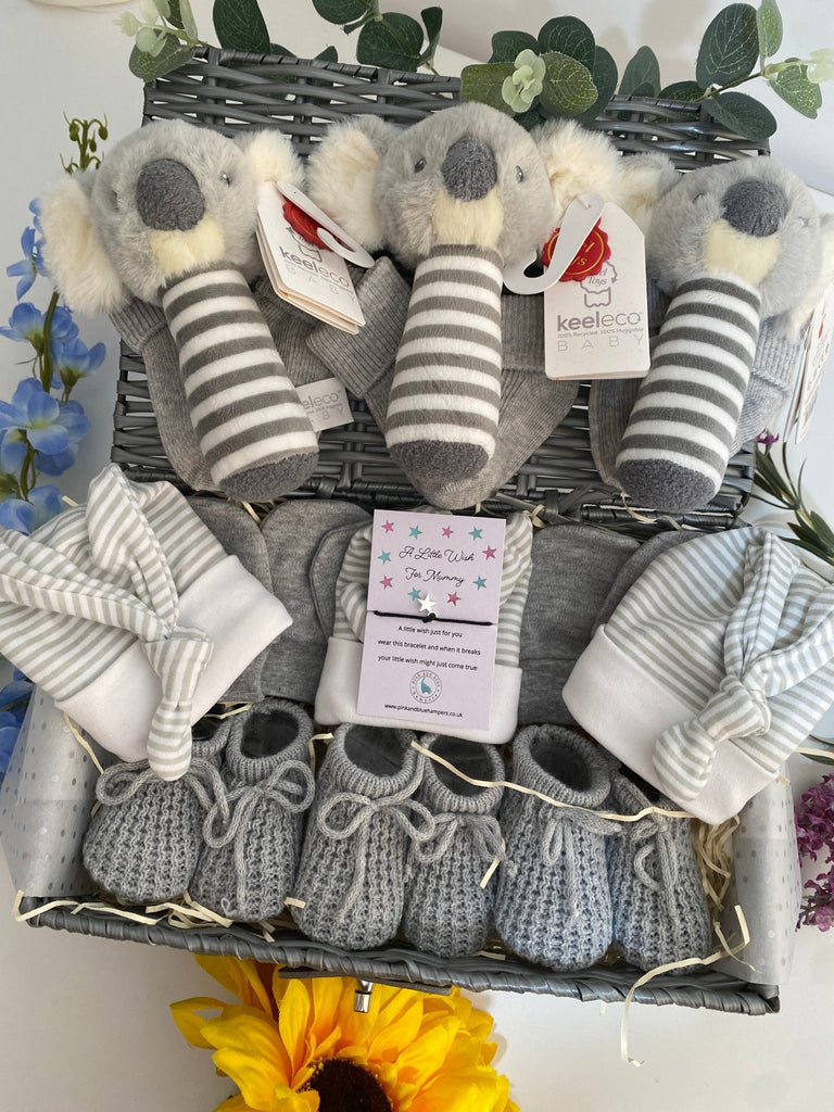 Unisex Triplet Hamper - Cute Koalas - Pink and Blue Hampers