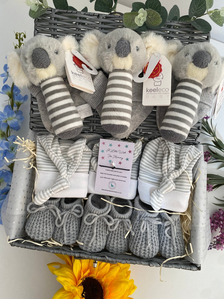 Unisex Triplet Hamper - Cute Koalas - Pink and Blue Hampers
