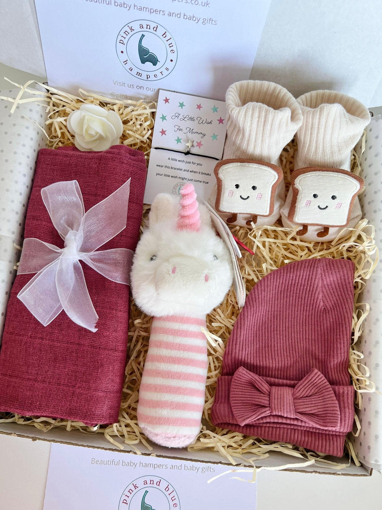Utterly Adorable Baby Girl Toast Sock Baby Gift Hamper - Pink and Blue Hampers