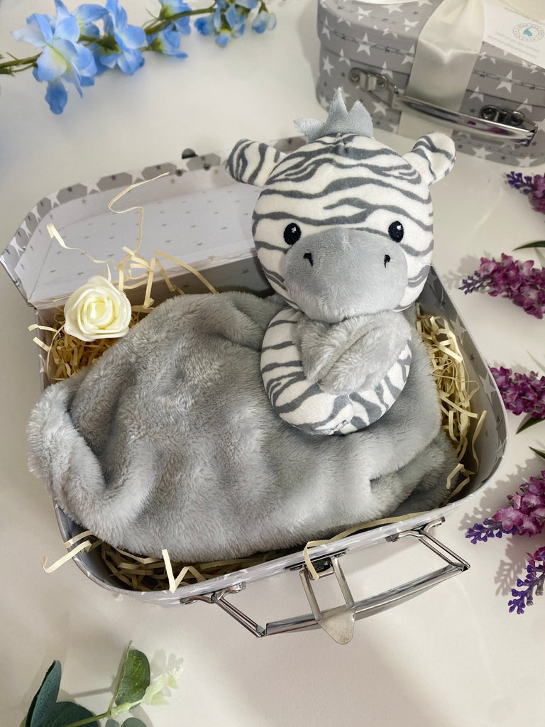 Zebra Comforter In Star Gift Trunk - Pink and Blue Hampers