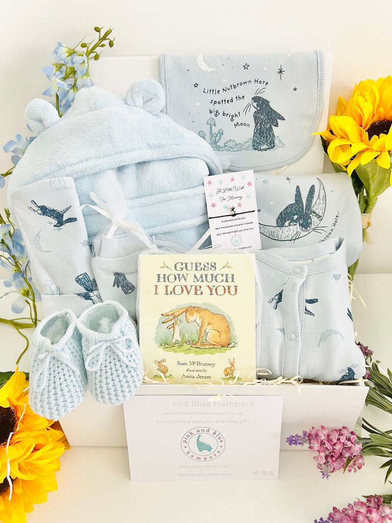 Baby Boy Guess How Much I Love You, Gorgeous New Baby Gift Hamper - Pink and Blue Hampers