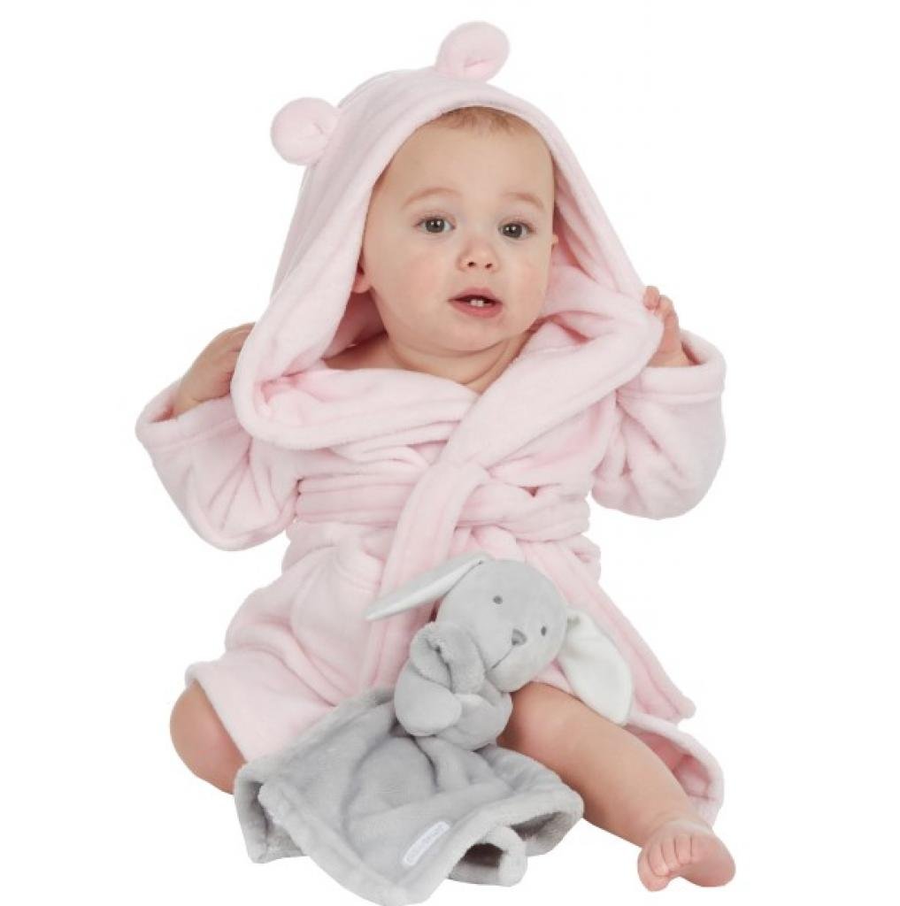 Baby Pink Hooded Dressing Gown For Baby Girl - Pink and Blue Hampers