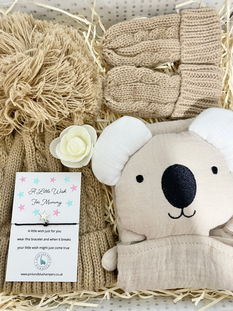 Cute Koala New Baby Gift Set, Muslin Comforter Gift Box - Pink and Blue Hampers