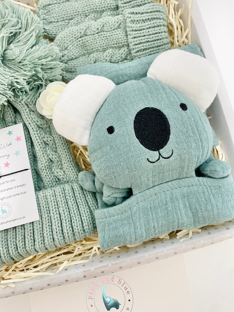 Cute Koala New Baby Gift Set, Muslin Comforter Gift Box - Pink and Blue Hampers