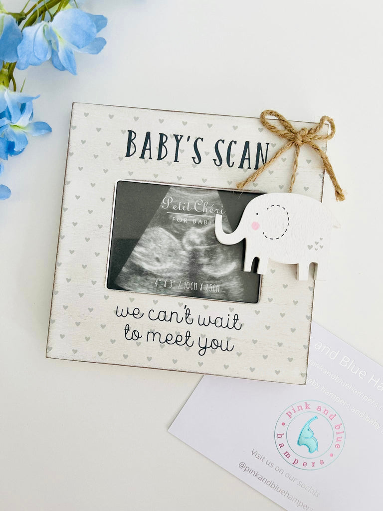 Cute Wooden Baby’s Scan Photo Frame - Pink and Blue Hampers