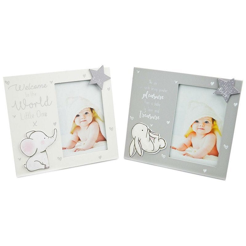 Gorgeous Bunny or Elephant Wooden Photo Frame - Pink and Blue Hampers