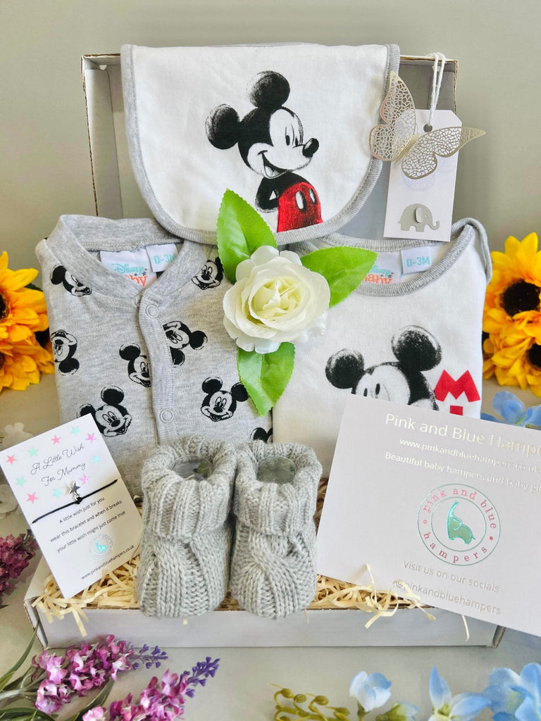 Gorgeous Mickey Mouse Themed New Baby Gift Set - Pink and Blue Hampers