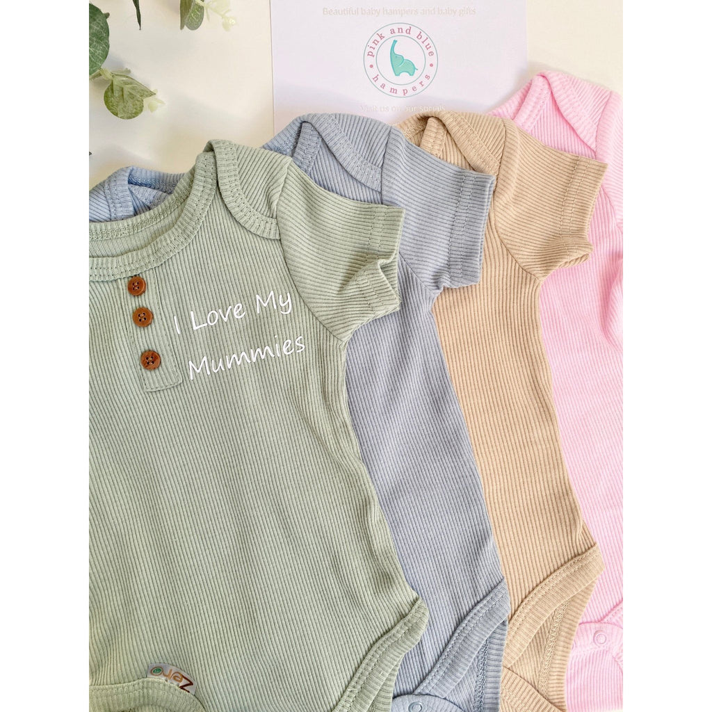 I Love My Mummies Baby Gift, Gift For Two Mums - Pink and Blue Hampers