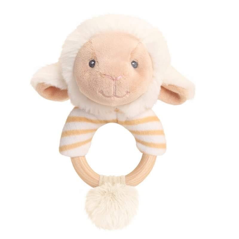 Keeleco Lullaby Lamb Ring Rattle - Pink and Blue Hampers