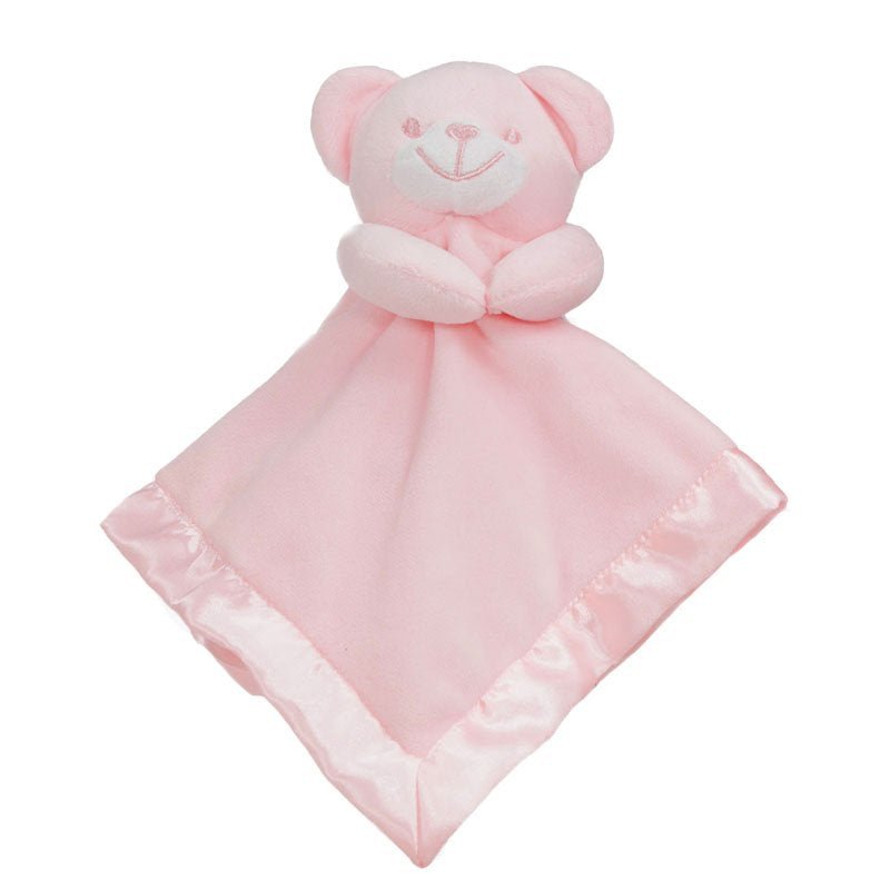 Pink Bear Comforter With Satin Back - Pink and Blue Hampers
