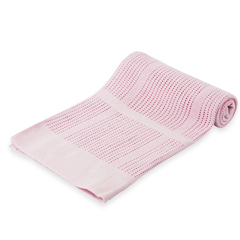 Pink Cellular Cotton Baby Blanket - Pink and Blue Hampers