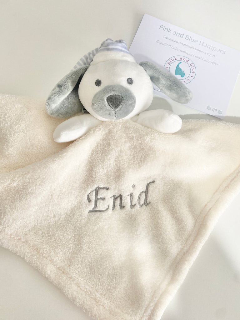 Sleepy Puppy Personalised Baby Comforter - Pink and Blue Hampers