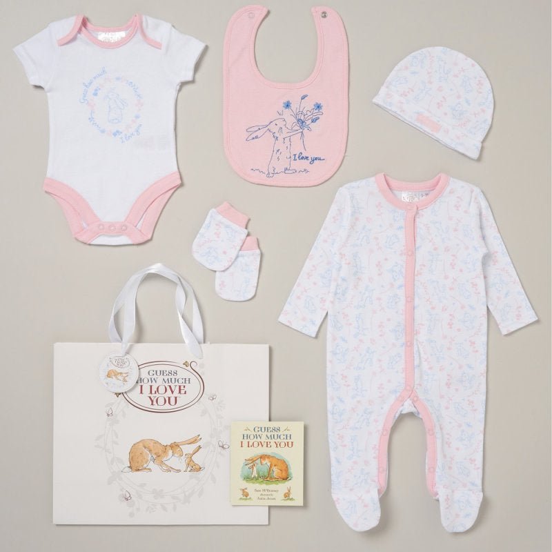 Stunning Baby Girls Guess How Much I Love You Layette Set - Pink and Blue Hampers