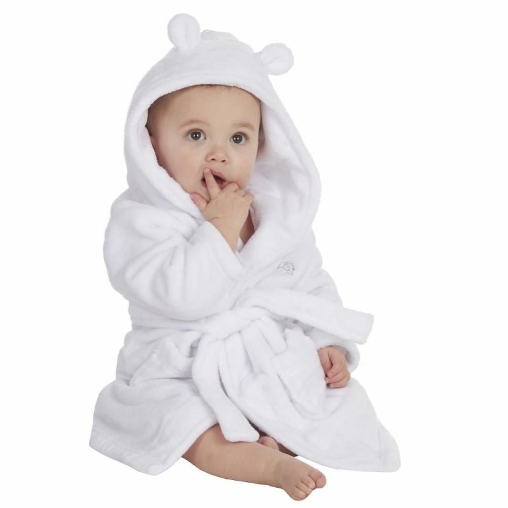 White Hooded Baby Dressing Gown - Pink and Blue Hampers